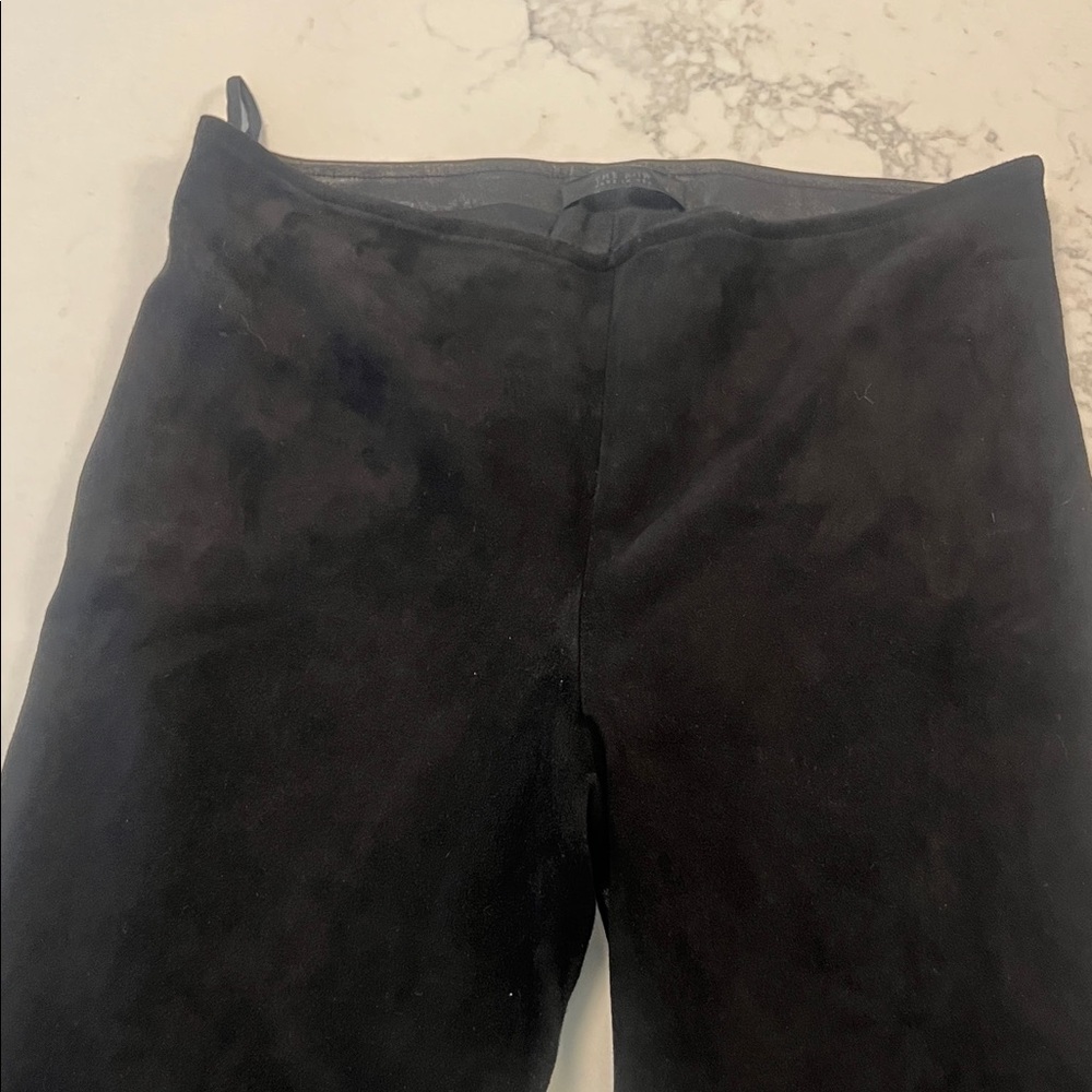 The Row black suede and leather Pants